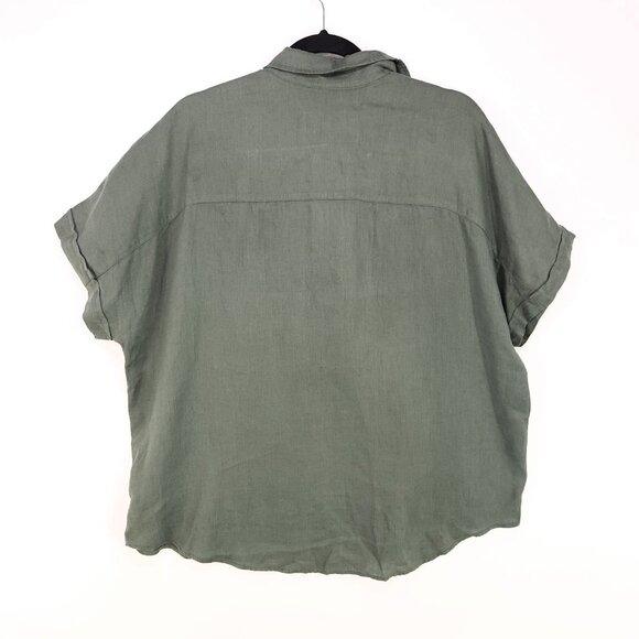 Grayson by Frank & Eileen Linen Shirt Womens Size 03 Half Button Front Top - Picture 2 of 13